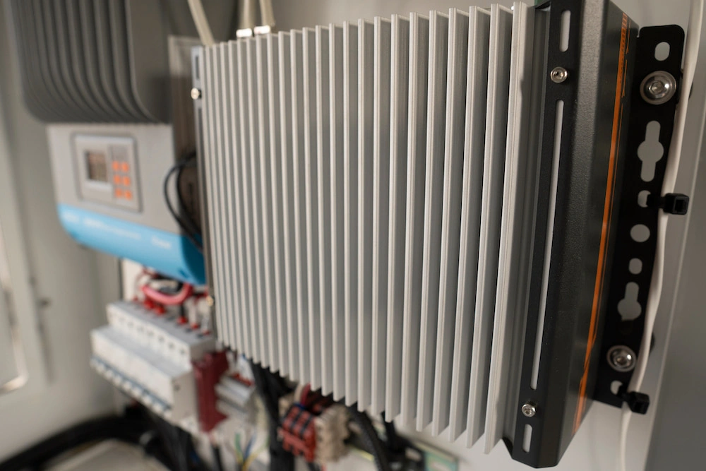 High-definition PTZ surveillance cameras mounted on mobile security trailer mast